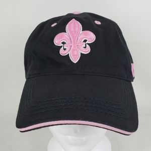 New Orleans Saints Women Ladies Hat Black Pink Logo Who Dat Strapback Adjustable